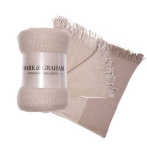 NWT Mark & Graham Beige and White Throw